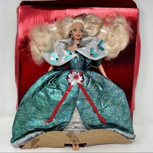 Barbie Happy Holidays Special Edition Doll 1995 Christmas Green Holly Dress OOB